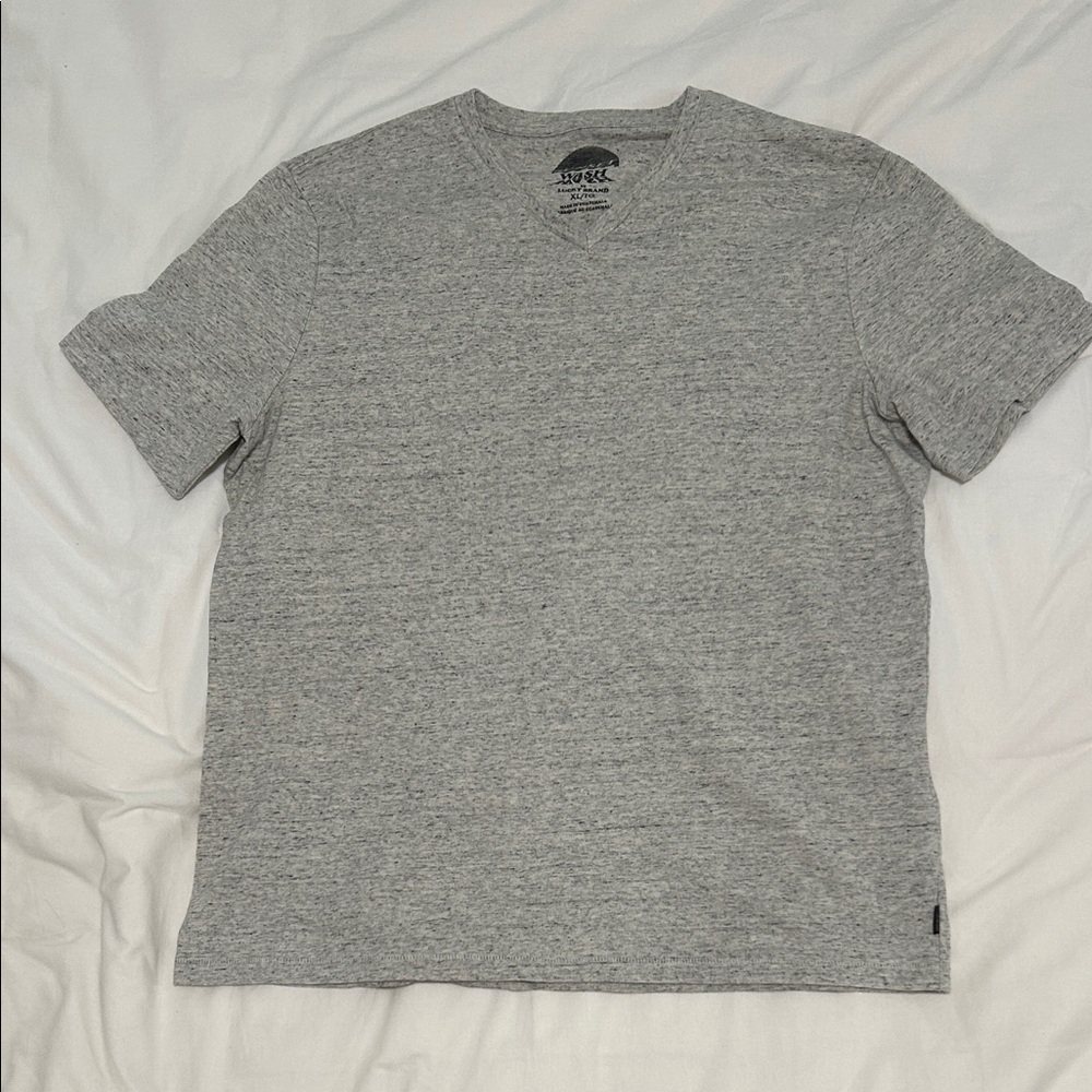Lucky Brand Men’s Light Heathered Gray V-Neck T-Shirt, Size XL